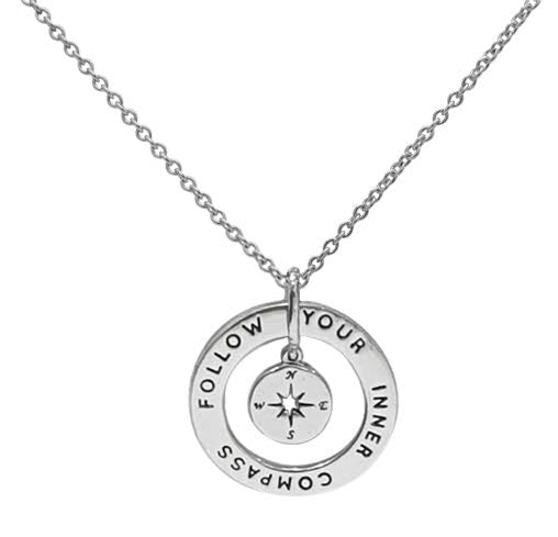 zilveren kado: ketting met hanger kompas