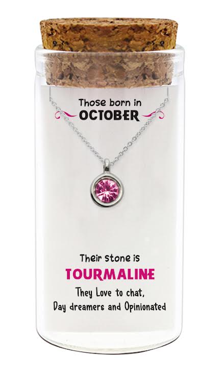 Zilveren kado: ketting met geboortesteen van Oktober