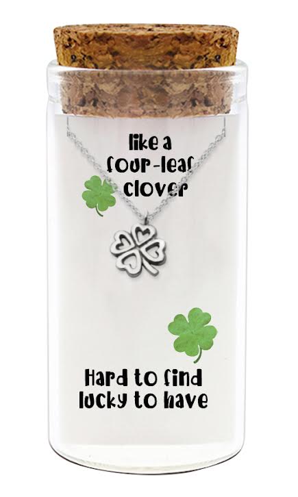 zilveren kado: ketting met klavertje vier