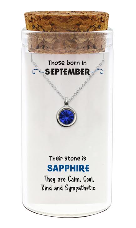 Zilveren kado: ketting met geboortesteen van September