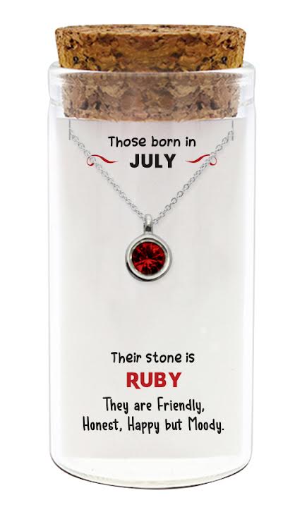 Zilveren kado: ketting met geboortesteen van Juli
