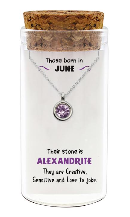 Zilveren kado: ketting met geboortesteen van Juni