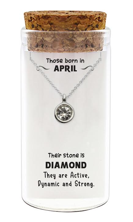 Zilveren kado: ketting met geboortesteen April