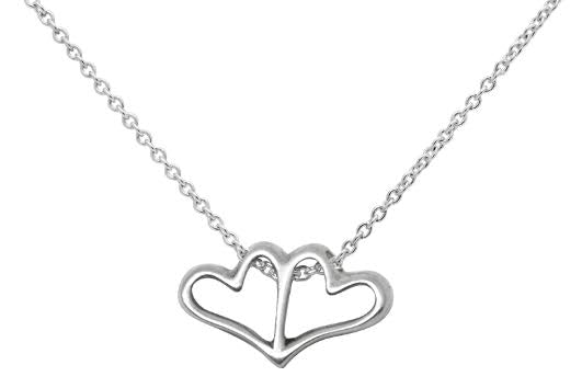 zilveren kado: ketting met twee hartjes