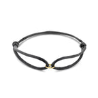 Armband Satin Schwarz 13 - 26 cm 14K Gold mit Gummi/Nylon/Leder
