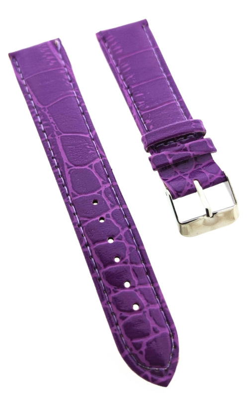 Horlogebandje 20 mm paars croco