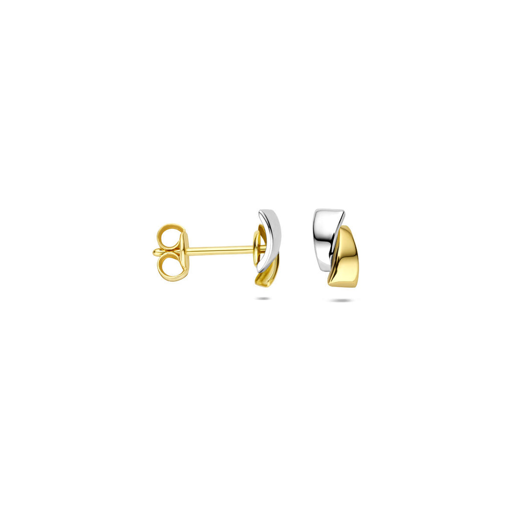 oorknoppen bicolor gestift 14K geelgoud