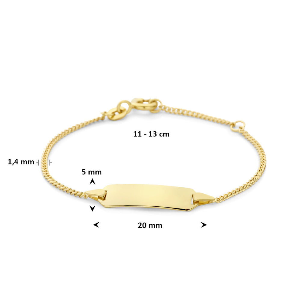 Gravurarmband Gourmet-Kette 4 Seiten geschliffen Platte 5,0 mm 14K Gelbgold