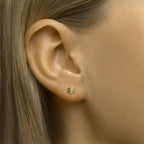 oorknoppen rond gediamanteerd 14K geelgoud