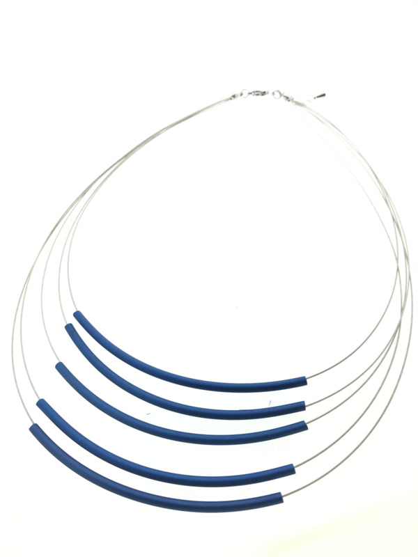 Handgemaakt collier 5 strengen zwart