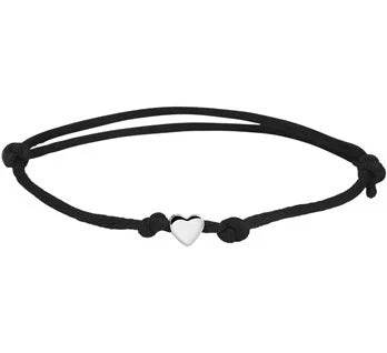 Kinderarmbandje satijn zilveren hart