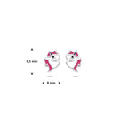 Ohrstecker Emaille Einhorn 6,5 mm rhodiniert Silber