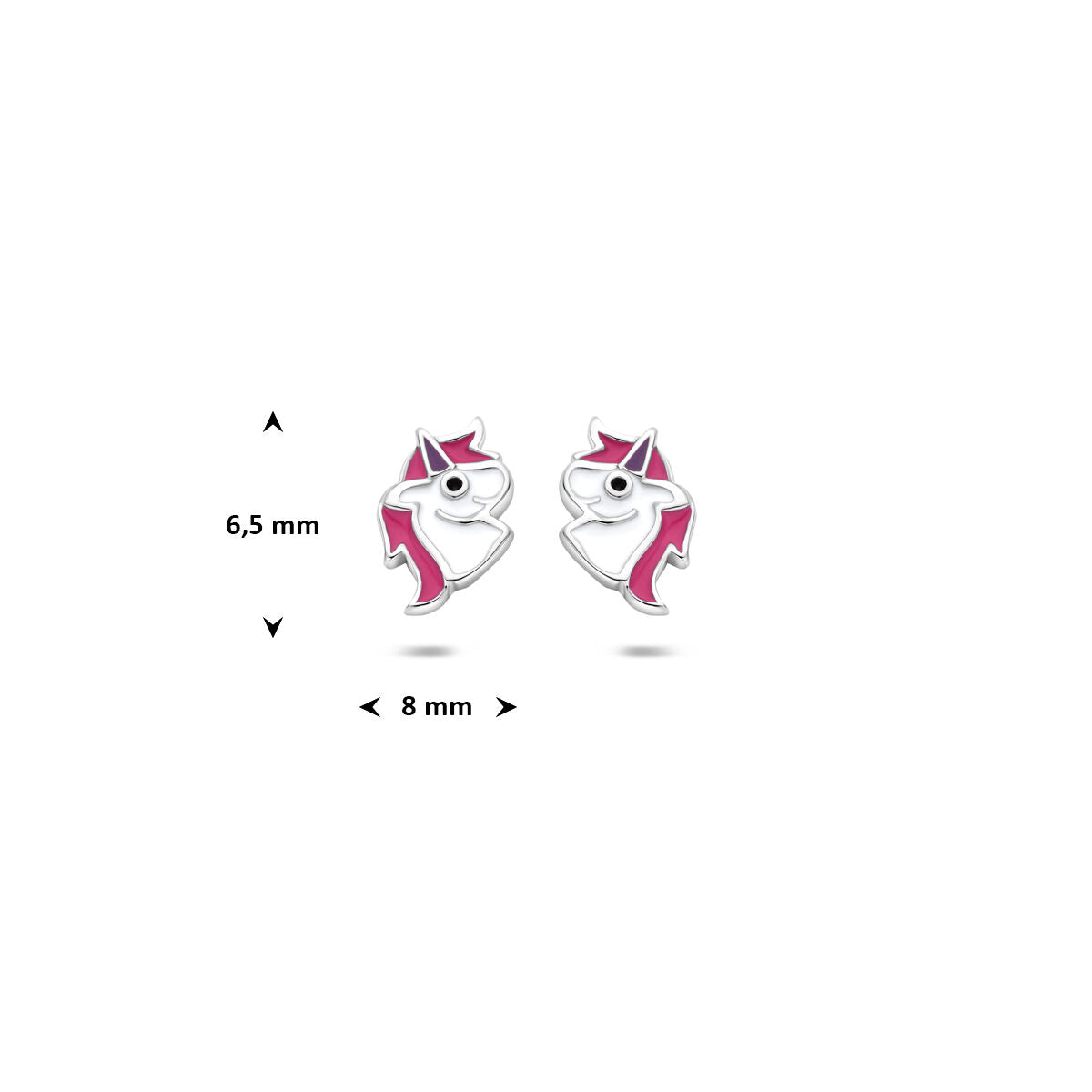 Ohrstecker Emaille Einhorn 6,5 mm rhodiniert Silber