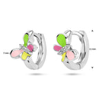 Klappohrringe Schmetterling Zirkonia Emaille rhodiniertes Silber