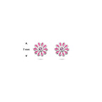 Ohrstecker Emaille Blume Rosa Zirkonia 7 mm Silber rhodiniert