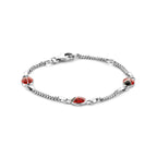 Armband Marienkäfer Emaille 11 - 13 cm rhodiniertes Silber