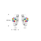 Klappcreolen Blume Emaille 12,5 mm Silber rhodiniert