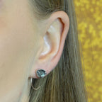 JÉH oorhaak zilver met knop labradoriet