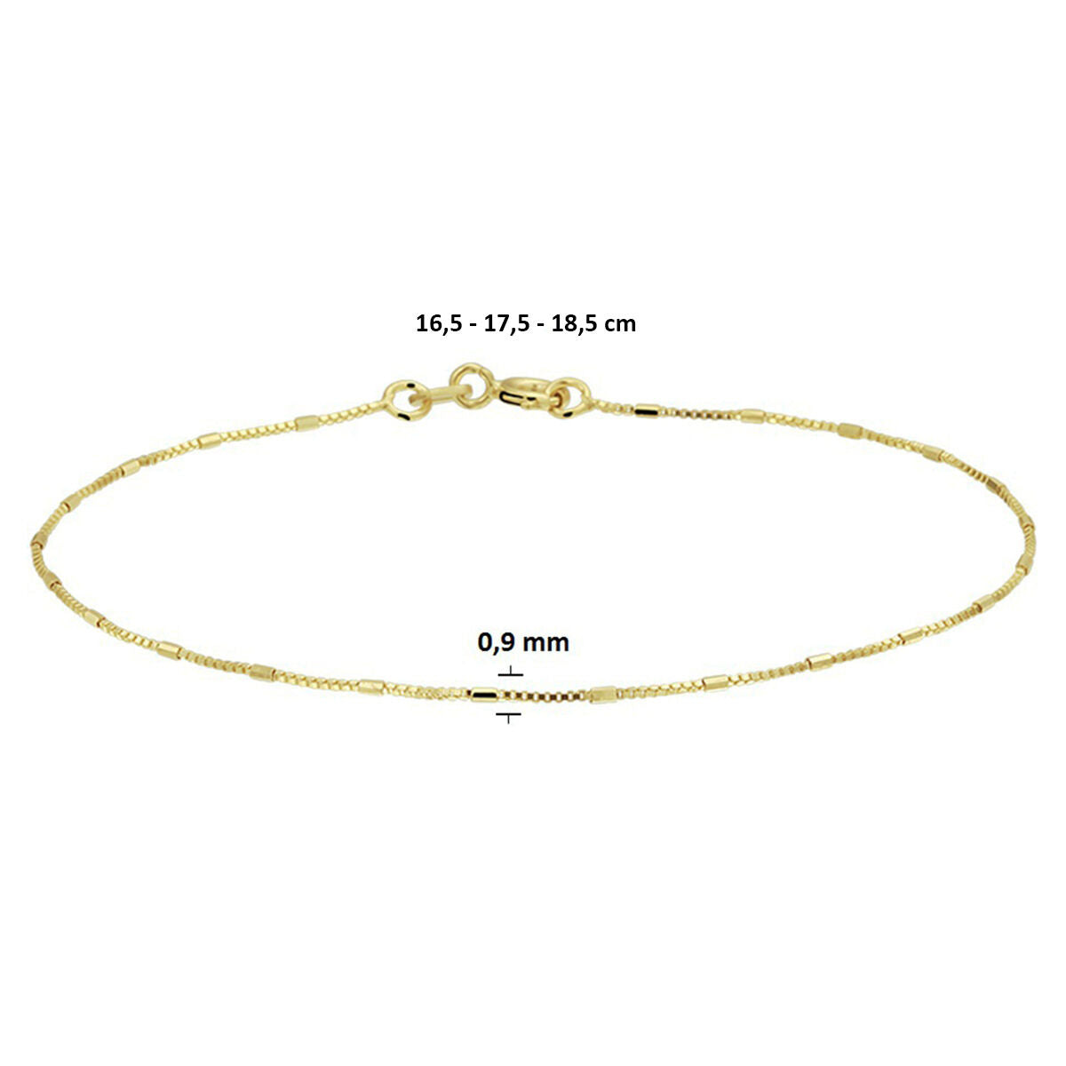 Armband venezianisch und Stabelemente 0,9 mm 16,5 - 17,5 - 18,5 cm 14K Gelbgold