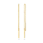 Durchzugohrringe Balken 70 mm 14K Gelbgold