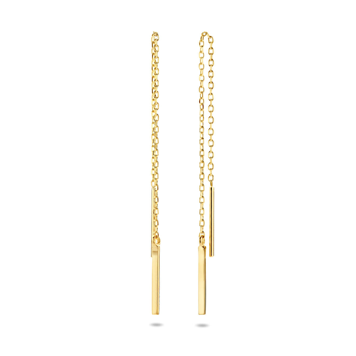 Durchzugohrringe Balken 70 mm 14K Gelbgold