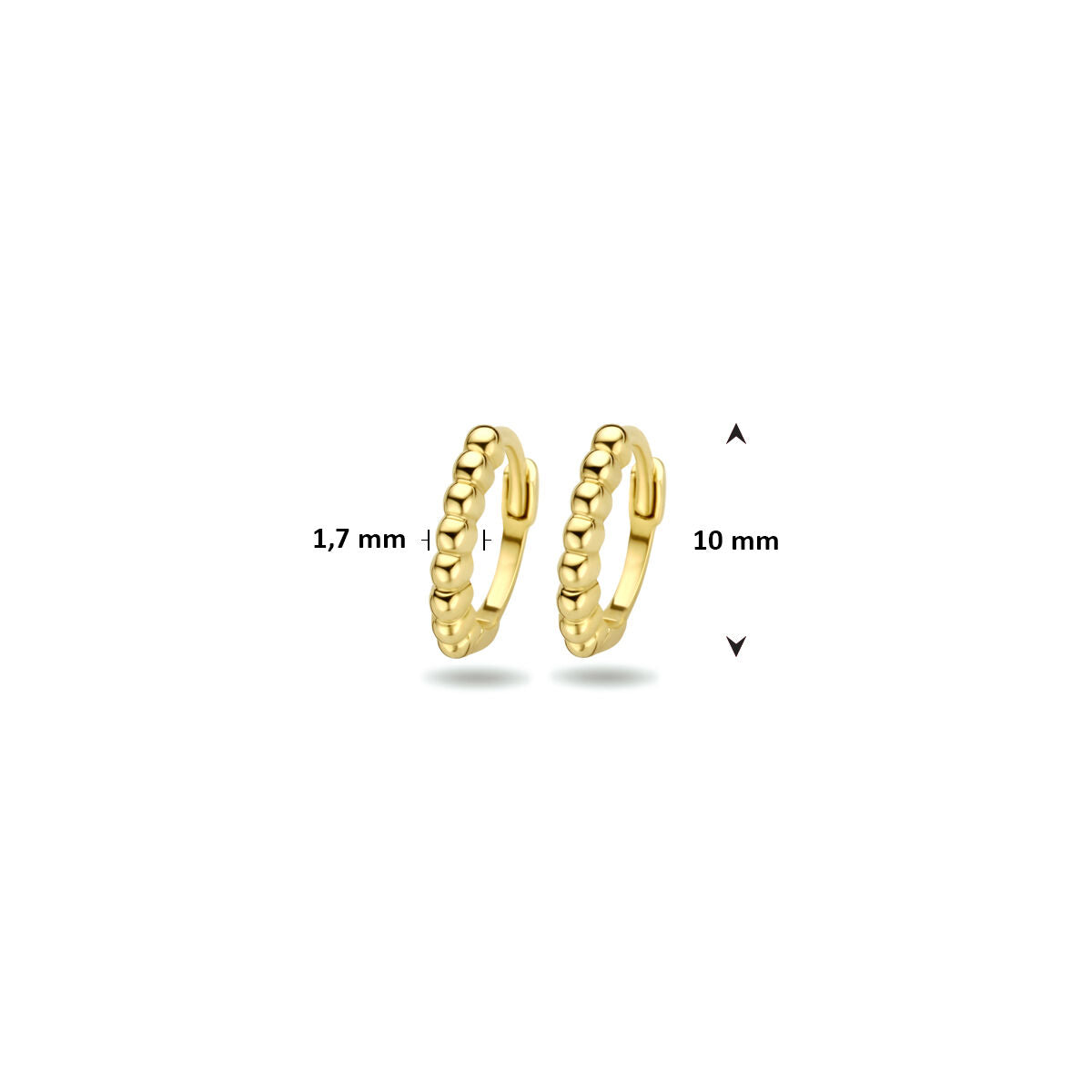 klapoorringen bolletjes 10 mm 14K geelgoud