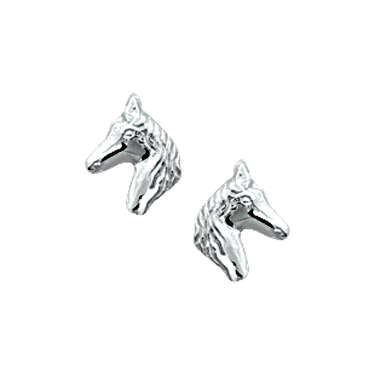 Oorknoppen paardenhoofd zilver wit