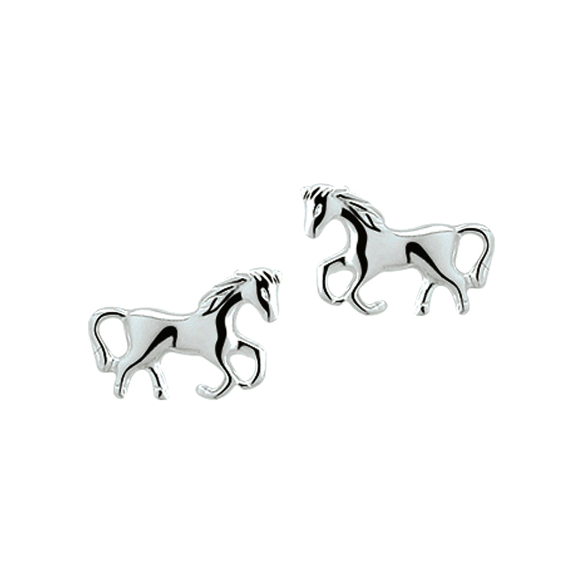 Oorknoppen paard zilver wit