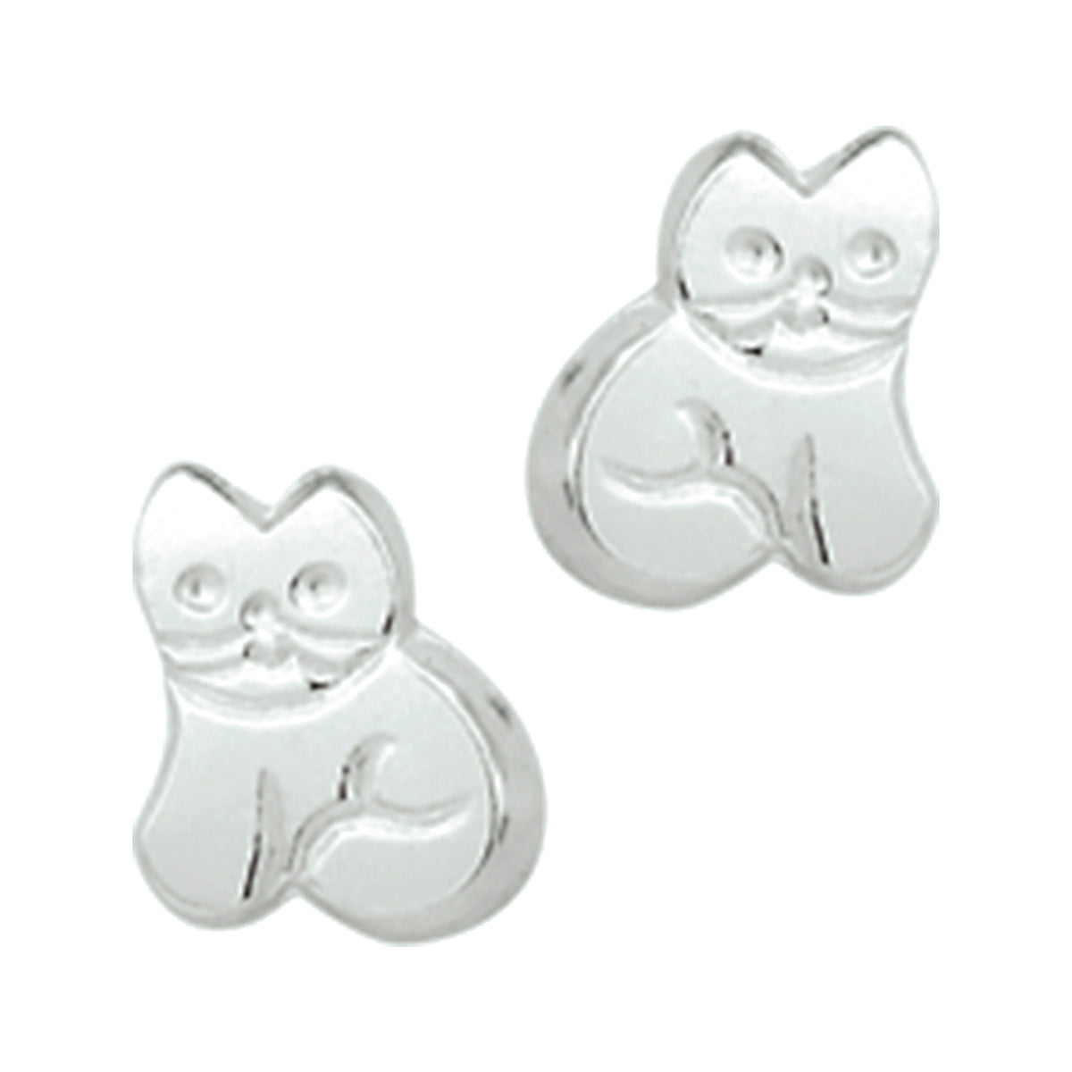 Oorknoppen poes zilver wit