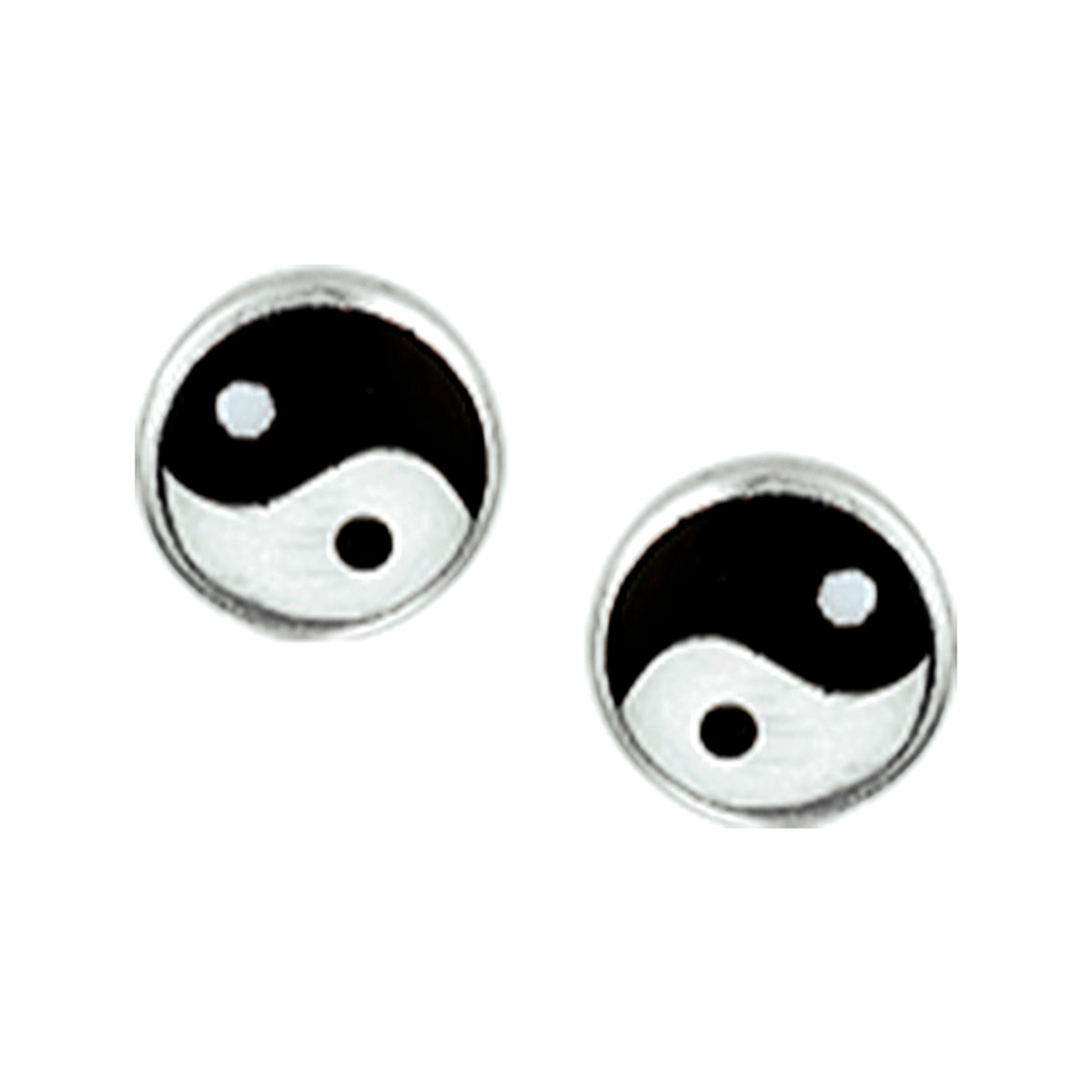 Oorknoppen yin en yang zilver wit