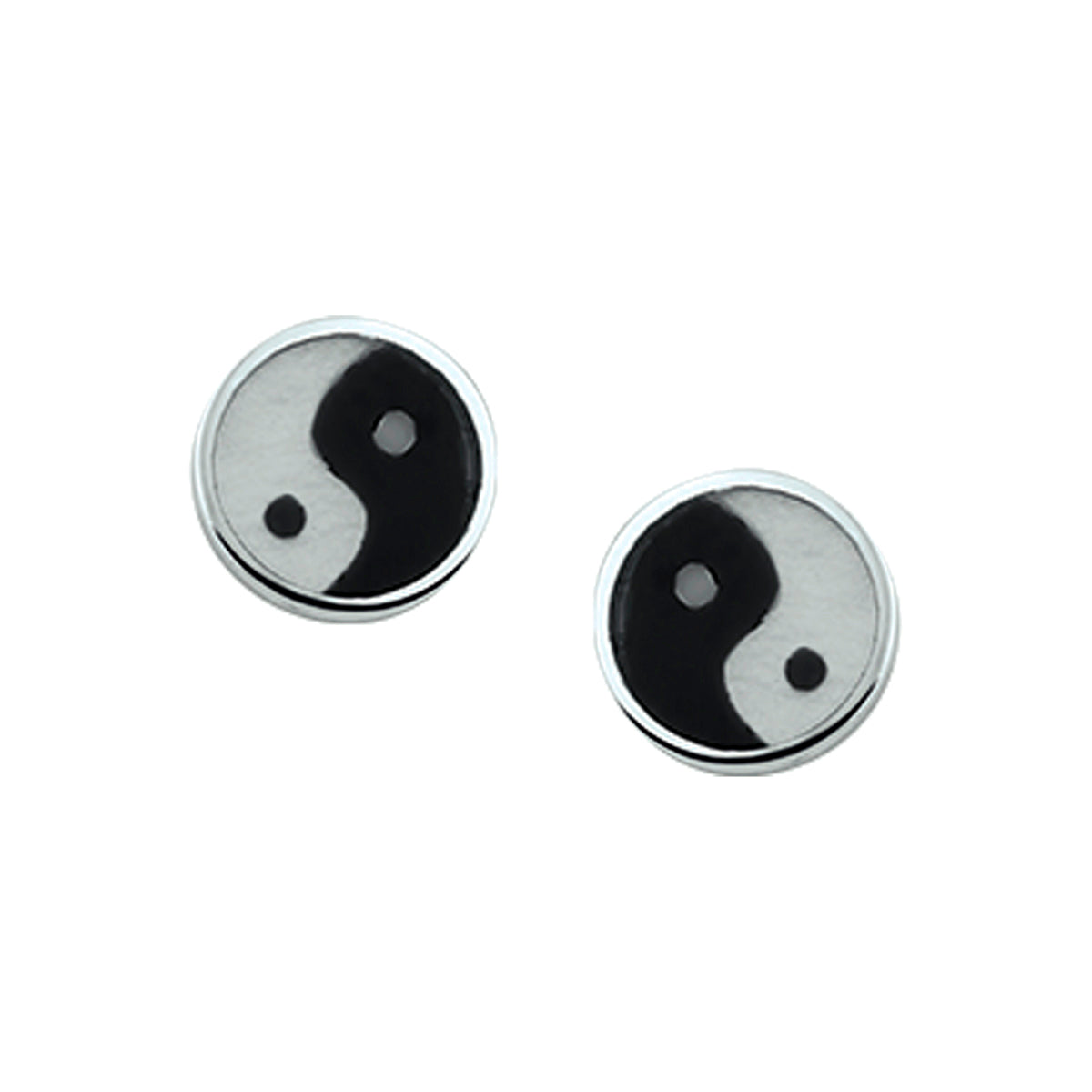 Oorknoppen yin yang zilver wit