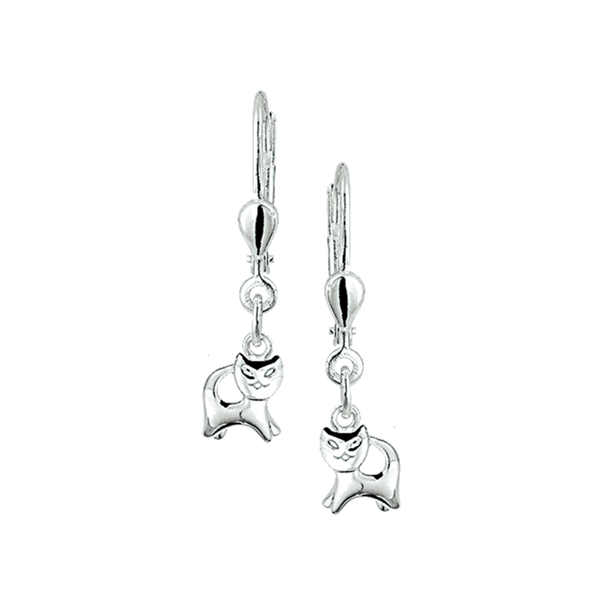 Oorhangers poes brisur haak zilver wit