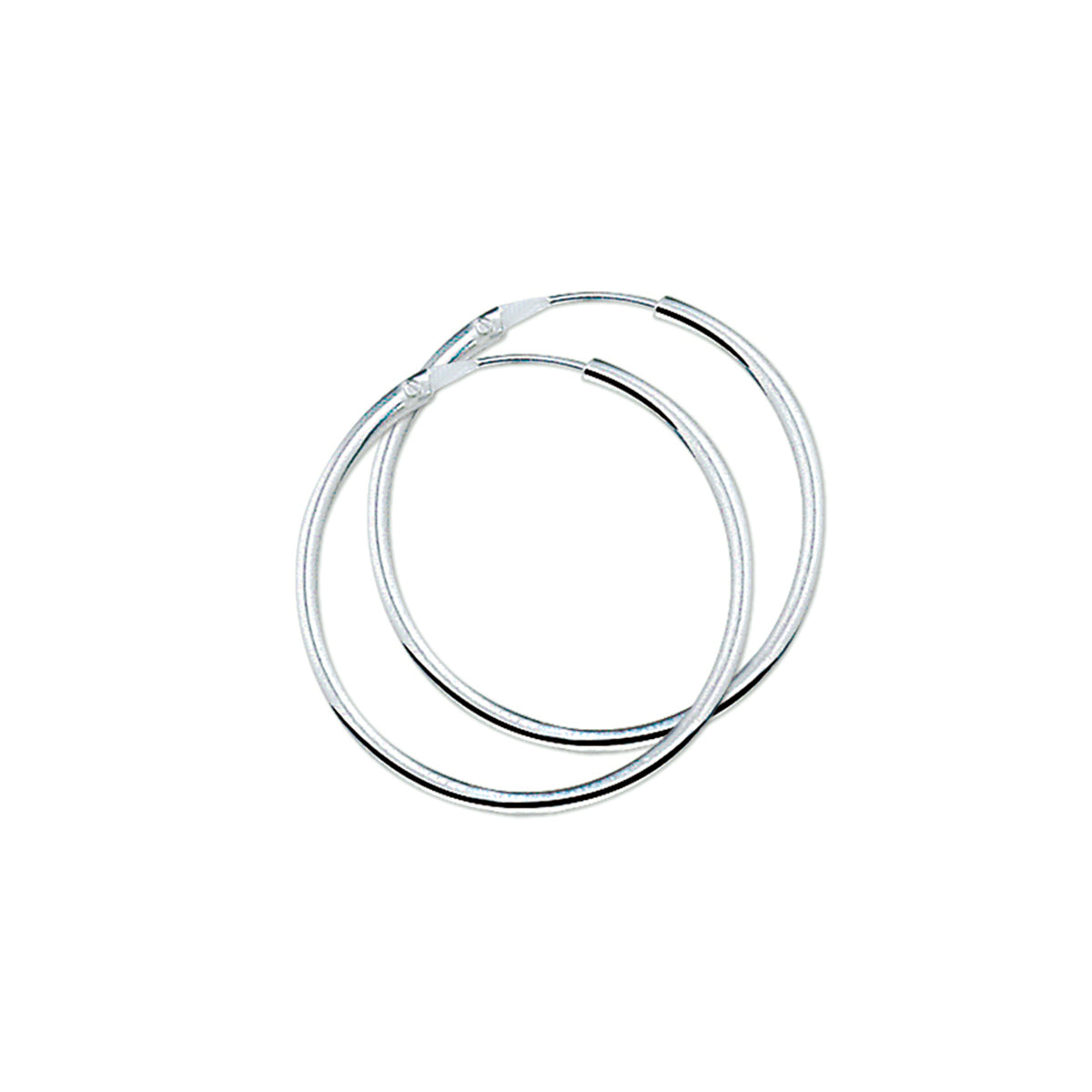 Oorringen 2,0 mm ronde buis zilver wit