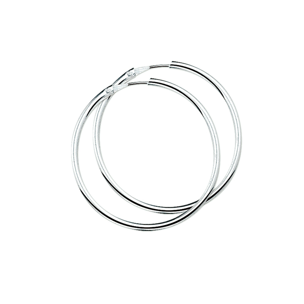 Oorringen 2,0 mm ronde buis zilver wit