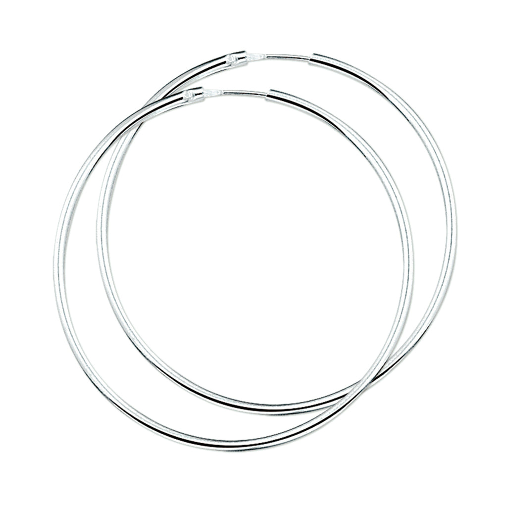 Oorringen 2,0 mm ronde buis zilver wit