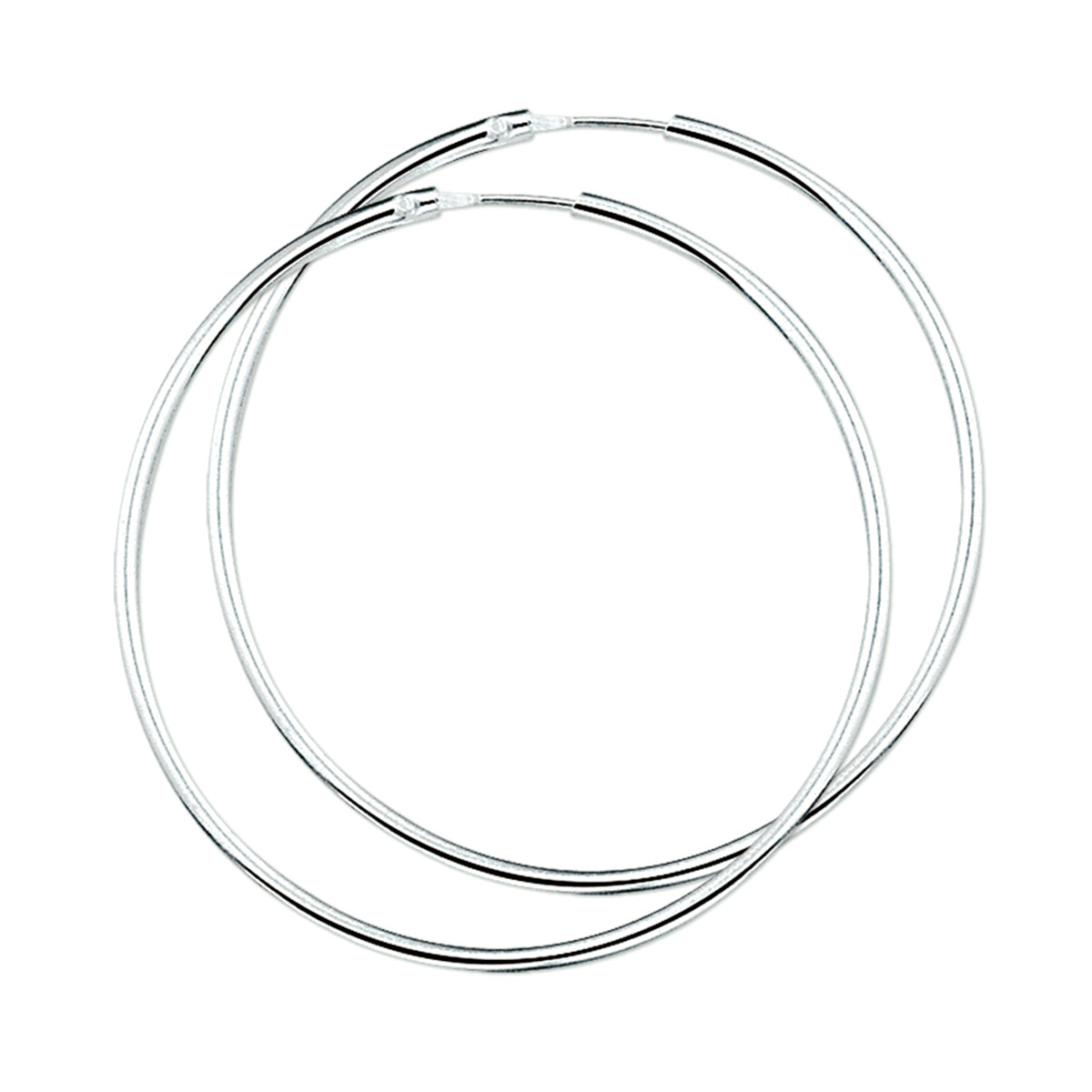 Oorringen 2,0 mm ronde buis zilver wit