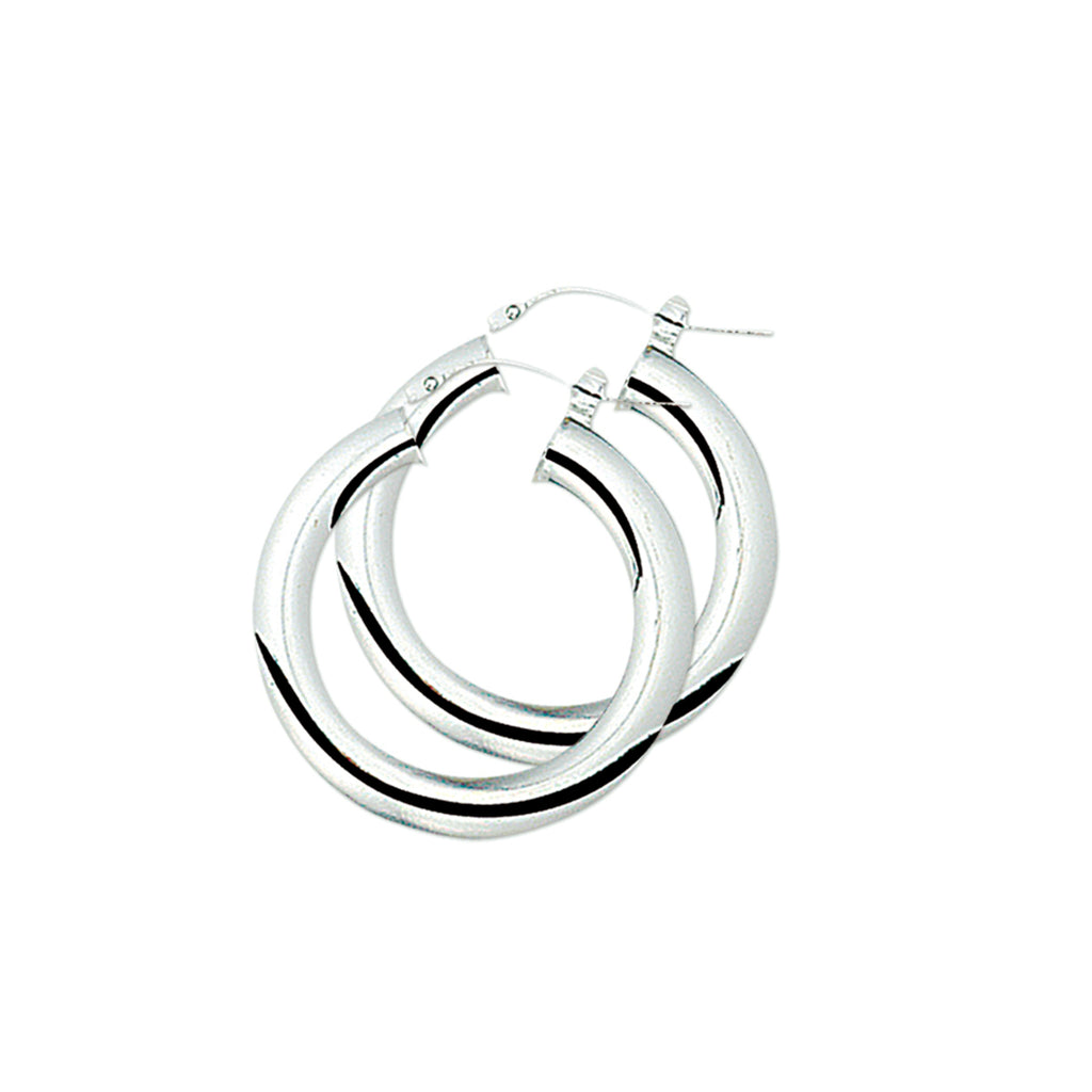 Oorringen 5,0 mm ronde buis zilver wit