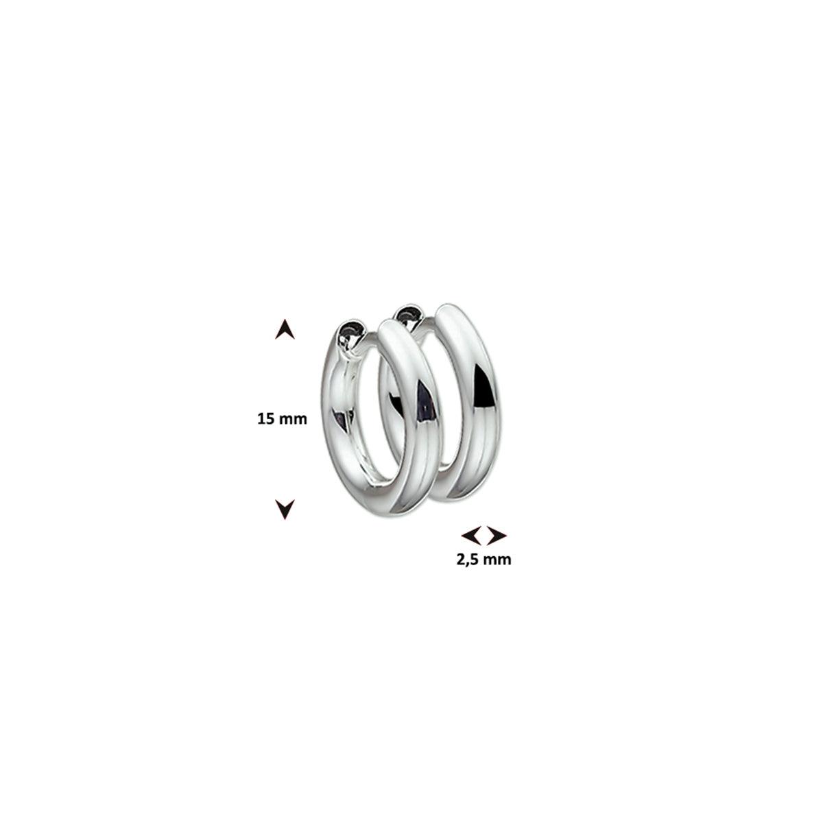 Klapoorringen 2,5 mm rond zilver wit
