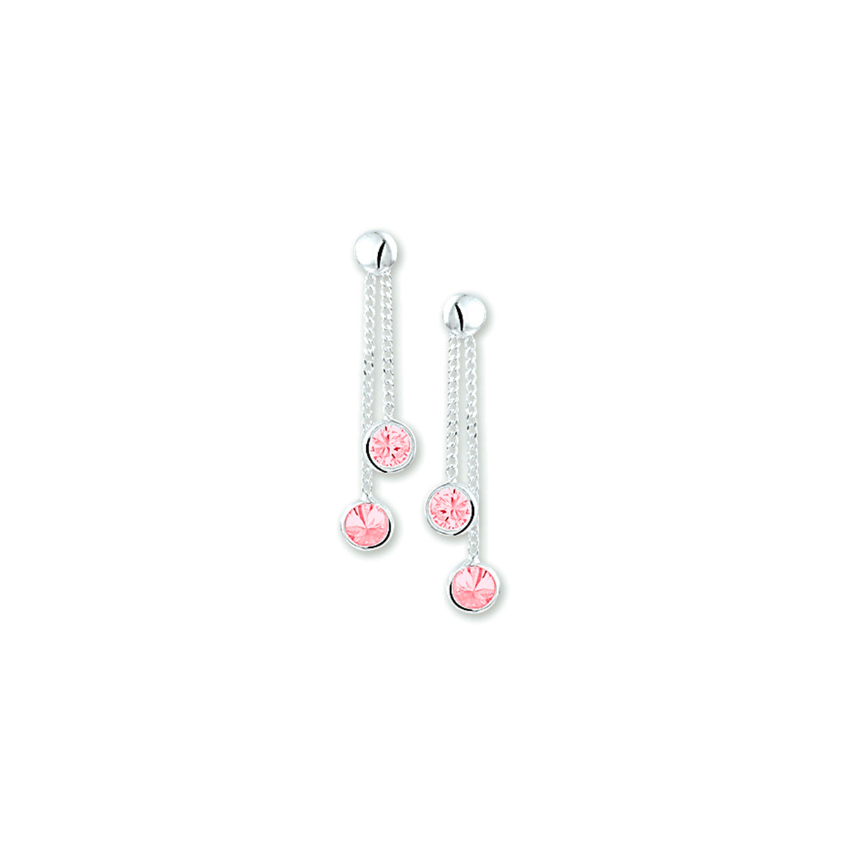 Oorhangers roze zirkonia zilver wit