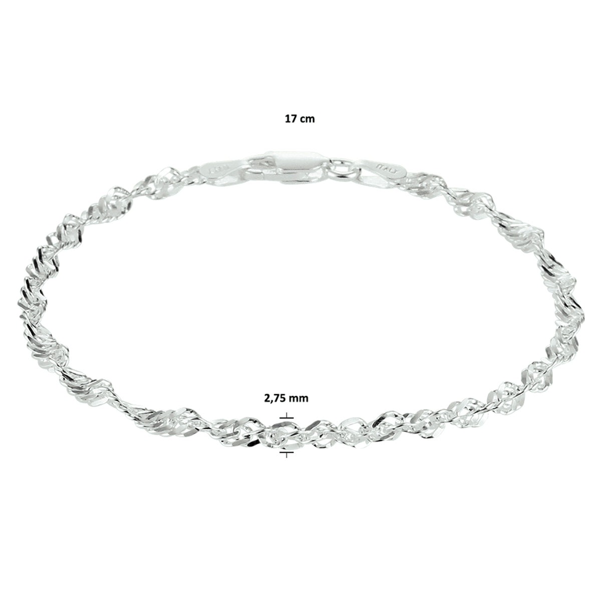 Singapore 2,75 mm zilver wit