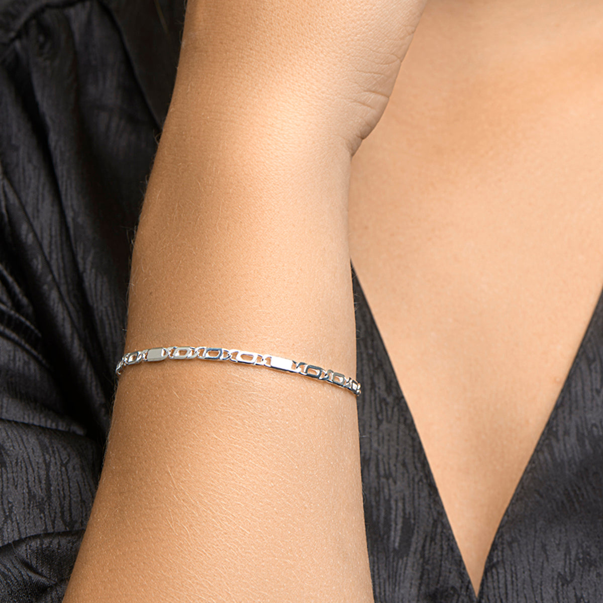 Armband valkenoog 2,9 mm 18 cm zilver wit