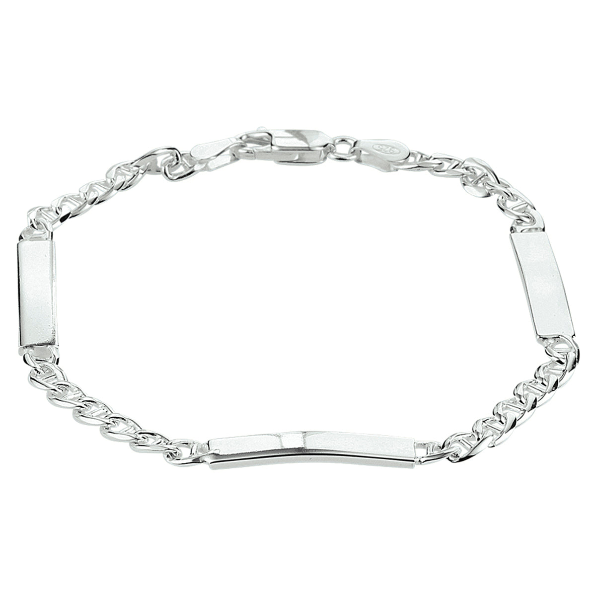 Graveerarmband anker 4,0 mm 19 cm zilver wit