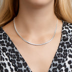 Collier visgraat bol 4,5 mm zilver wit