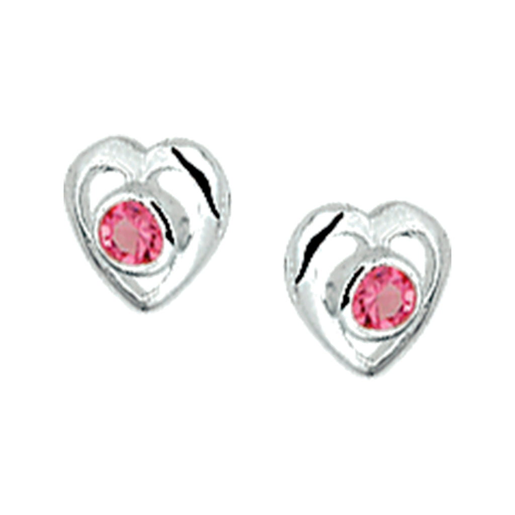 Oorknoppen hart strass zilver wit