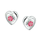 Oorknoppen hart strass zilver wit