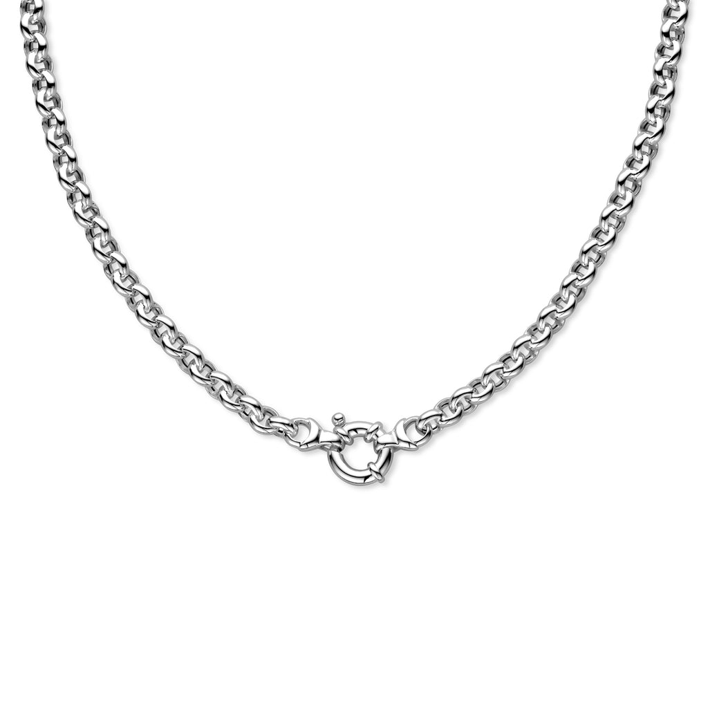 Collier jasseron 7 mm met groot springslot zilver wit