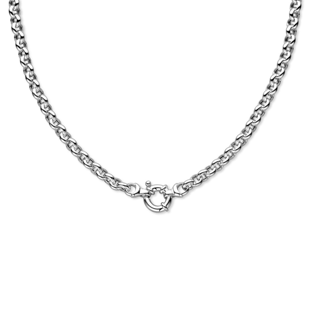 Collier jasseron 7 mm met groot springslot zilver wit