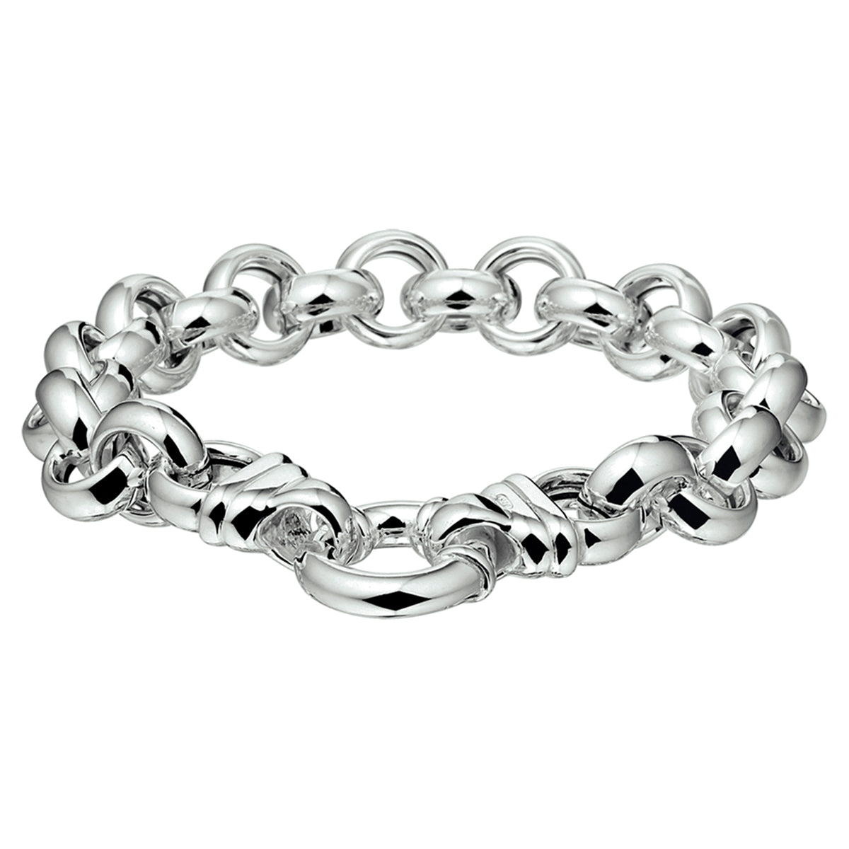 Armband jasseron 11 mm met groot springslot zilver wit