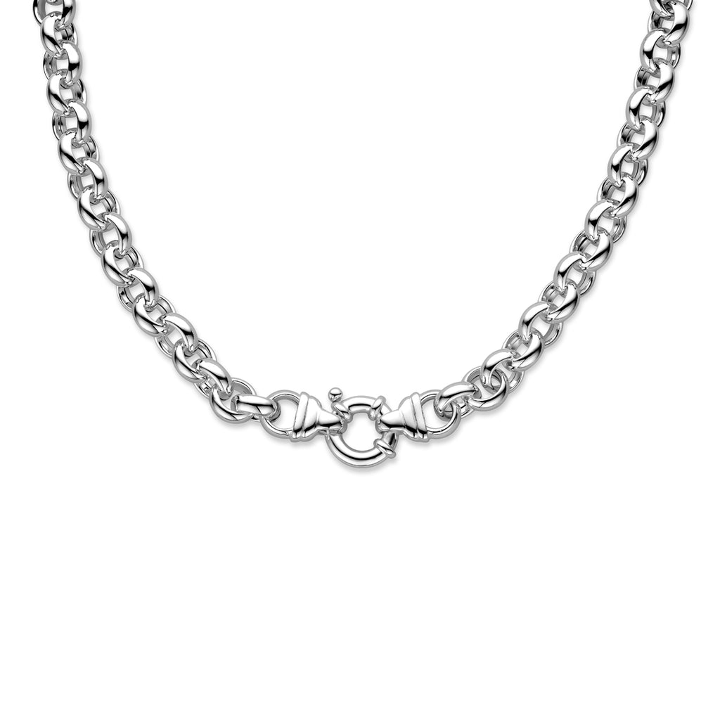 Collier jasseron 11 mm met groot springslot zilver wit