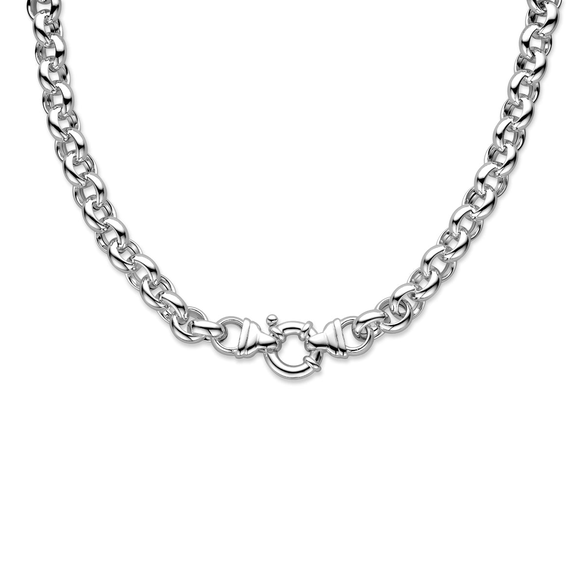Collier jasseron 11 mm met groot springslot zilver wit